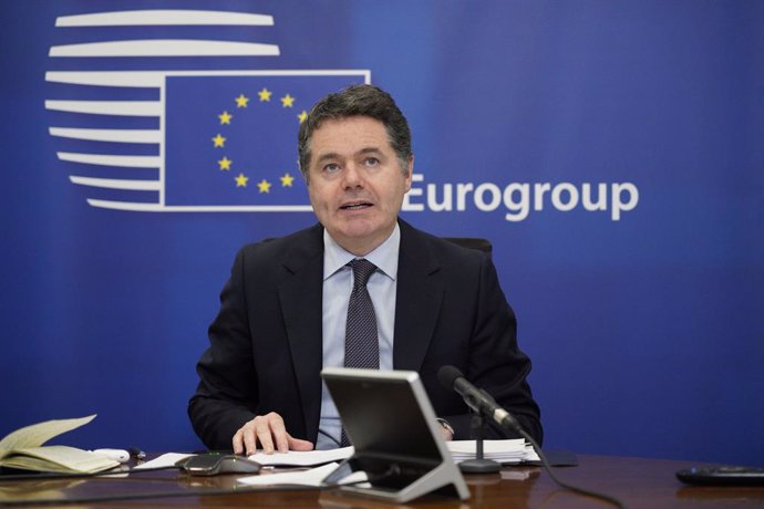 30 November 2020, Ireland, Dublin: Eurogroup president Paschal Donohoe speaks during an online press conference at the Irish Ministry of Finance following an Eurogroup video conference meeting. Photo: Barry Cronin/European Council/dpa - ATTENTION: edito