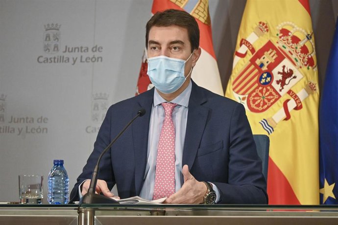 El consejero de la Presidencia de Castilla y León, Ángel Ibáñez, durante la rueda de prensa.