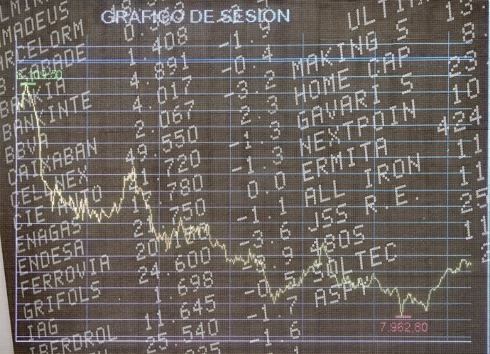 Valores económicos en el Palacio de la Bolsa, en Madrid, (España), a 22 de enero de 2021. 
