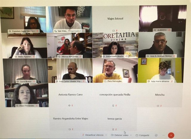 Captura de pantalla de la reunión con agencias de viajes.