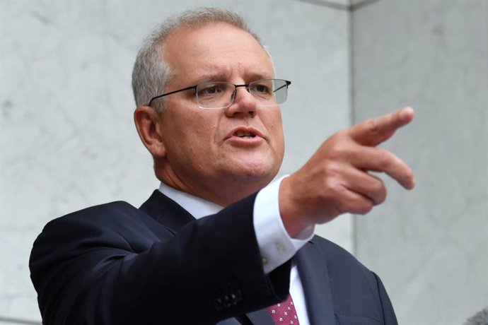 Prime Minister Scott Morrison speaks to the media during a press conference at Parliament House in Canberra, Tuesday, February 16, 2021. (AAP Image/Mick Tsikas) NO ARCHIVING