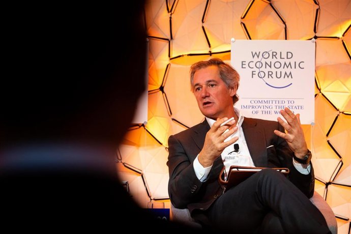 El presidende de Acciona, José Manuel Entrecanales, durante su intervención en Davos