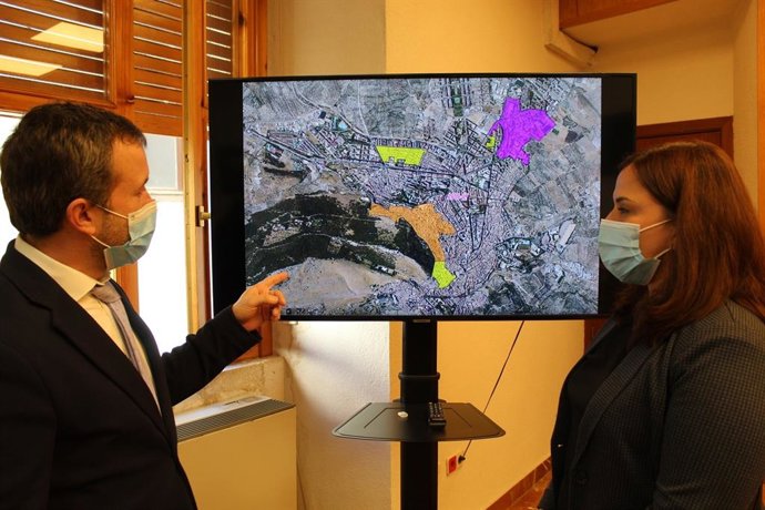 El alcalde de Jaén, Julio Millán, y la concejala de Política Social y Vivienda, Ángeles Díaz, durante la comparecencia