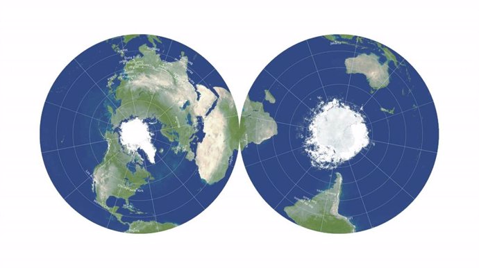 El revolucionario mapa de disco de doble cara minimiza los seis tipos de distorsiones del mapa.