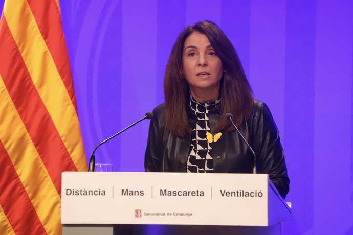 La consellera de Presidncia i portaveu del Govern, Meritxell Budó, en una roda de premsa telemtica.