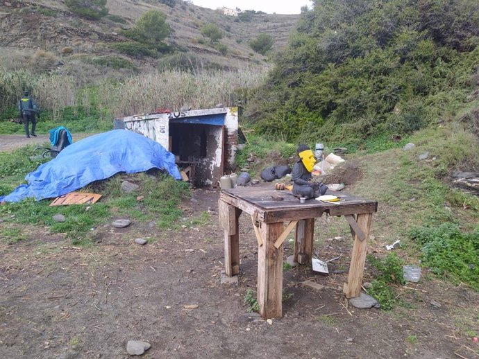 Zona del Barranco de Enmedio tras el desalojo de una acampada ilegal