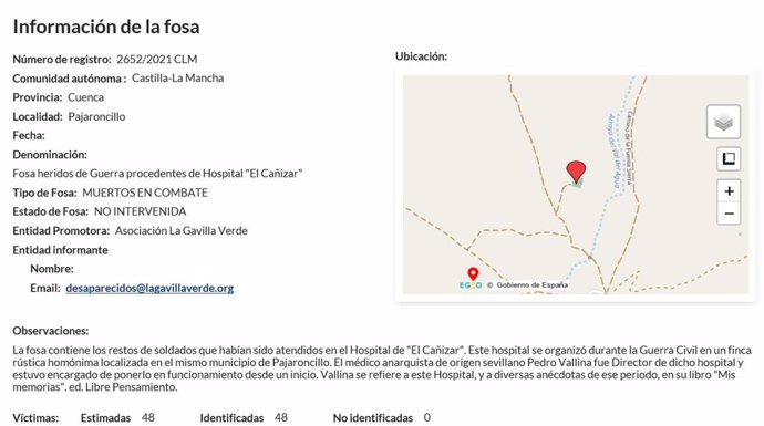 Pajaroncillo (Cuenca) entra en el mapa de las fosas comunes de España gracias a la petición de 'La Gavilla Verde'
