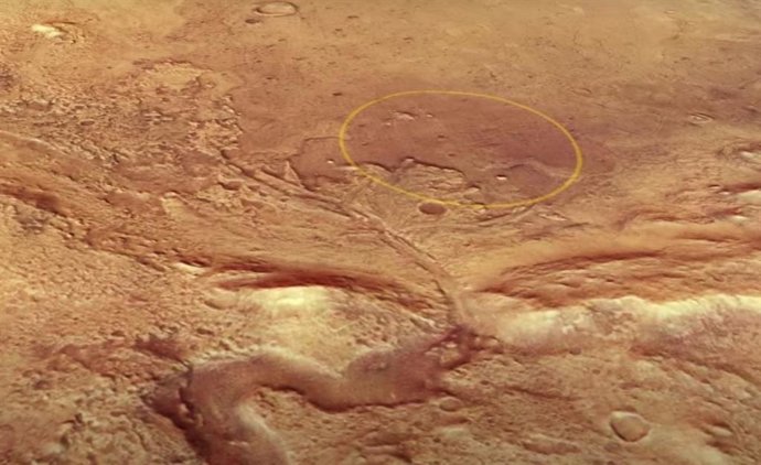 Ciencia.-VÍDEO Sobrevuela el cráter Jezero, destino de Perseverance en Marte