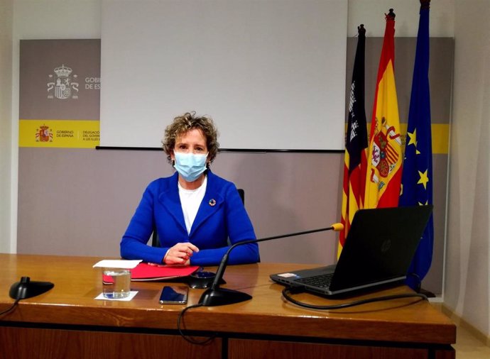 La delegada del Gobierno en Baleares, Aina Calvo, en la rueda de prensa.