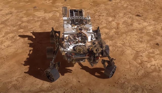 Ilustración artística del rover Perseverance nada más llegar a Marte