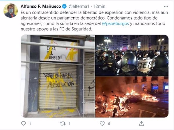 Captura del tuit de Fernández Mañueco.