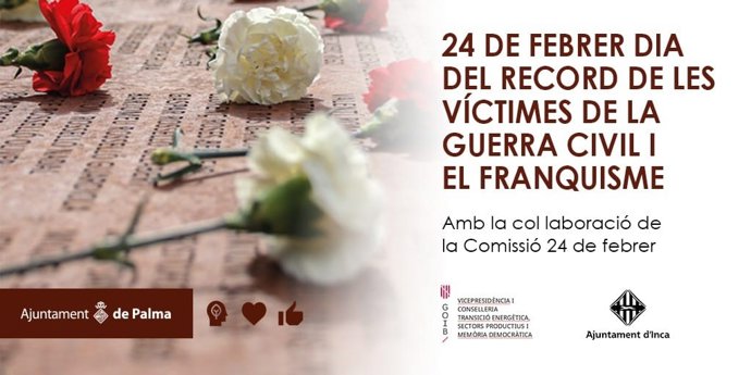 Cartel del acto que se celebrará el prósimo miércoles 24 de febrero en recuerdo de las víctimas de la Guerra Civil y el Franquismo en Palma.