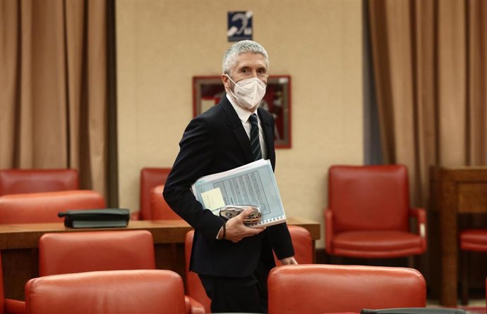 El ministro de Interior, Fernando Grande-Marlaska, a su llegada a una Comisión de Interior