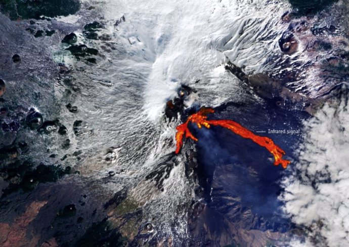 Ríos de lava por la erupción del Etna