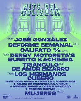 Cartell del cicle Nits del Coliseum de Primavera Sound al Teatre Coliseum de Barcelona