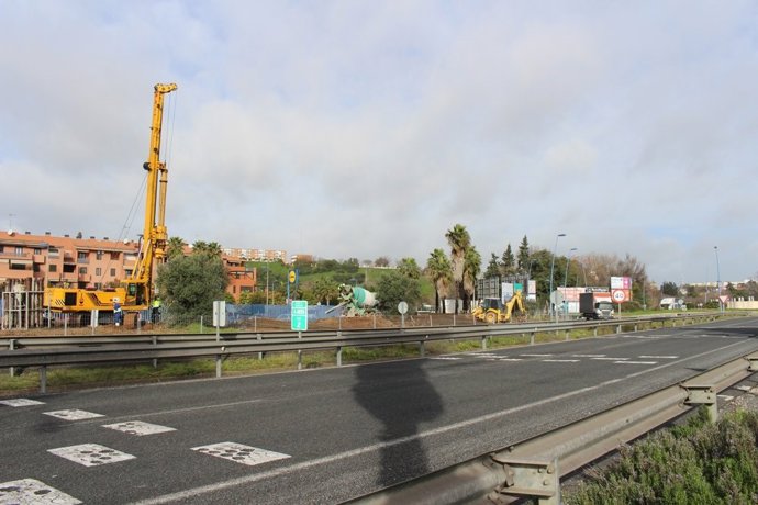 Obras de cimentación de la pasarela