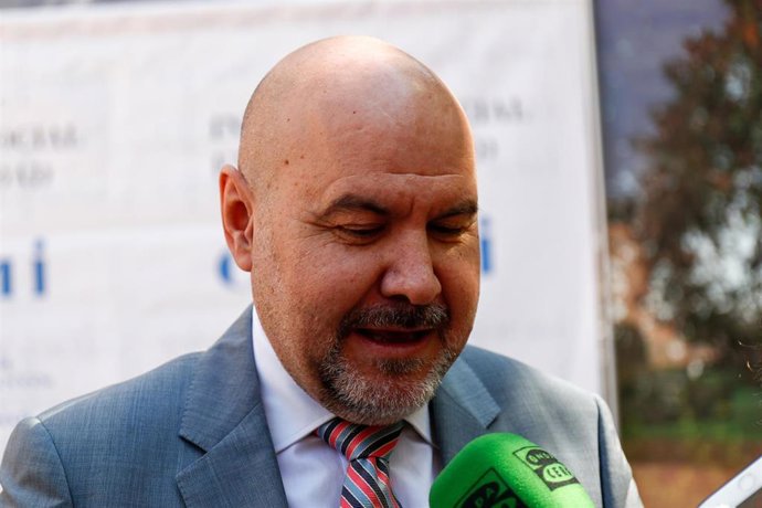 Archivo - El presidente del CERMI, Luis Cayo Pérez Bueno, ofrece declaraciones a los medios de comunicación antes de la apertura de la Asamblea de Representantes del CERMI.