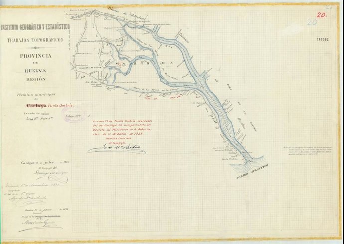 Mapa topográfico de Cartaya de 1897