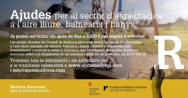 Imagen del cartel de la convocatoria de ayudas a empresas de la organización de eventos, feriantes y balnearios.