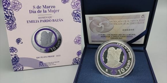 4. La Fábrica Nacional de Moneda y Timbre lanza una moneda conmemorativa en homenaje a Emilia Pardo Bazán por el 8 de Marzo