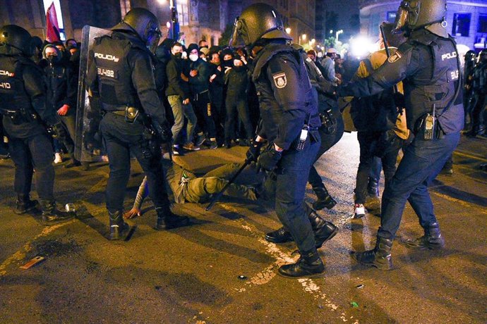 Protesta en apoyo a Pabo Hasél en Valncia.