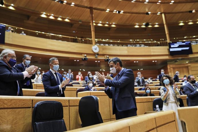 Archivo - El presidente del Gobierno, Pedro Sánchez, comparece ante el Pleno del Senado, tras el parón estival, en Madrid (España), a 8 de septiembre de 2020. 