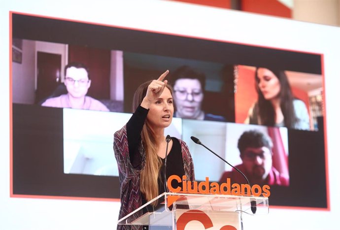 La portavoz del Comité Ejecutivo de Ciudadanos, Melisa Rodríguez, en una rueda de prensa en la sede del partido en Madrid.