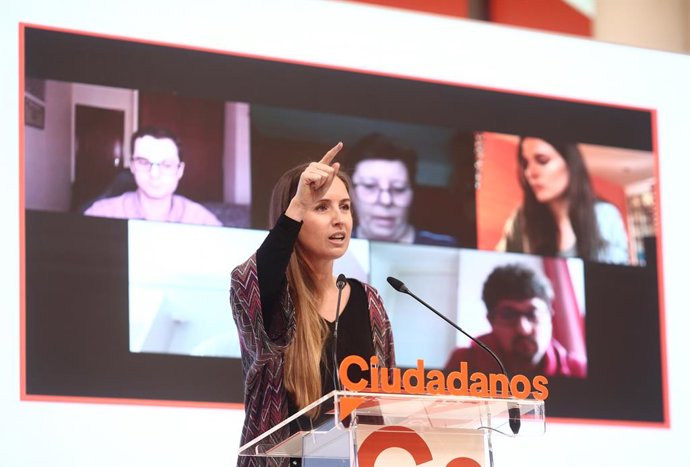 La portaveu del Comit Executiu de Cs, Melisa Rodríguez, en una roda de premsa a la seu del partit a Madrid.