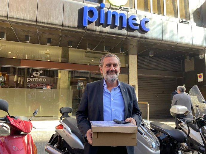 Pere Barrios, candidato a presidir las elecciones de Pimec en la presentación de los avales
