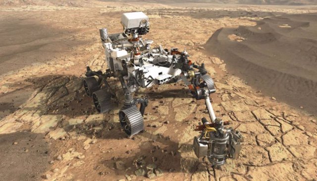 Ilustración artística del rover Perseverance en Marte