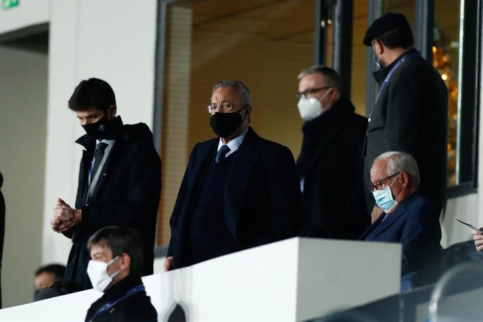 Archivo - Florentino Perez, President of Real Madrid, is seen during the spanish league, La Liga Santander, football match played between Real Madrid and Deportivo Alaves at Alfredo Di Stefano stadium on november 28, 2020, in Valdebebas, Madrid, Spain