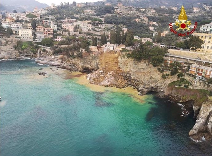 Derrumbe en el cementerio de Camogli