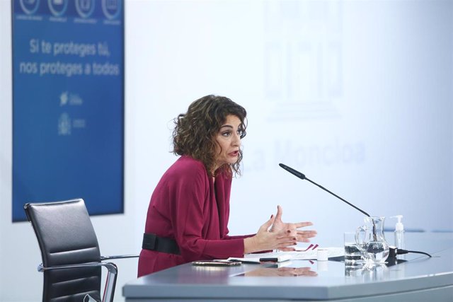 La ministra de Hacienda y Portavoz del Gobierno, María Jesús Montero, en la rueda de prensa posterior al Consejo de Ministros en el Palacio de la Moncloa.