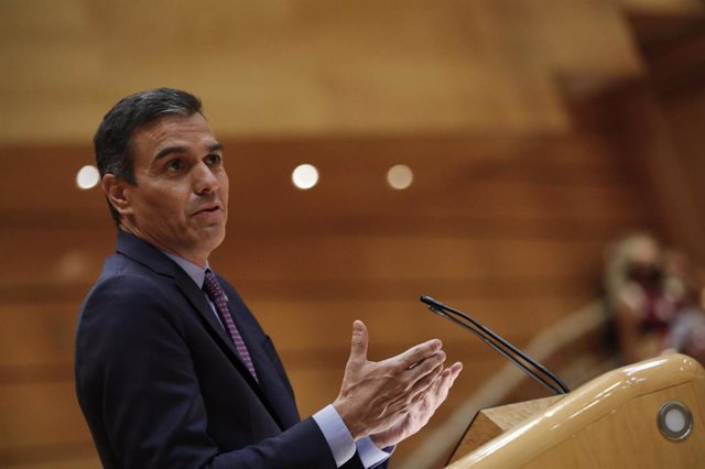 Archivo - El presidente del Gobierno, Pedro Sánchez, comparece ante el Pleno del Senado, tras el parón estival, en Madrid (España), a 8 de septiembre de 2020. Sánchez comparece a petición propia en la Cámara Alta para explicar las líneas generales de actu