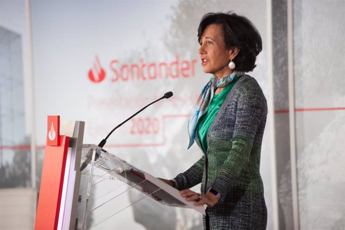 La presidenta de Banco Santander, Ana Botín, en la presentación de resultados de 2020.