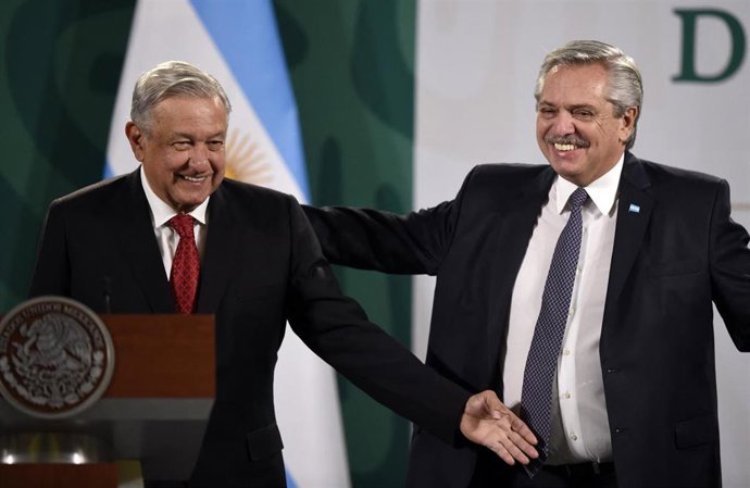 El presidente de México, Andrés Manuel López Obrador, y el presidente de Argentina, Alberto Fernández.