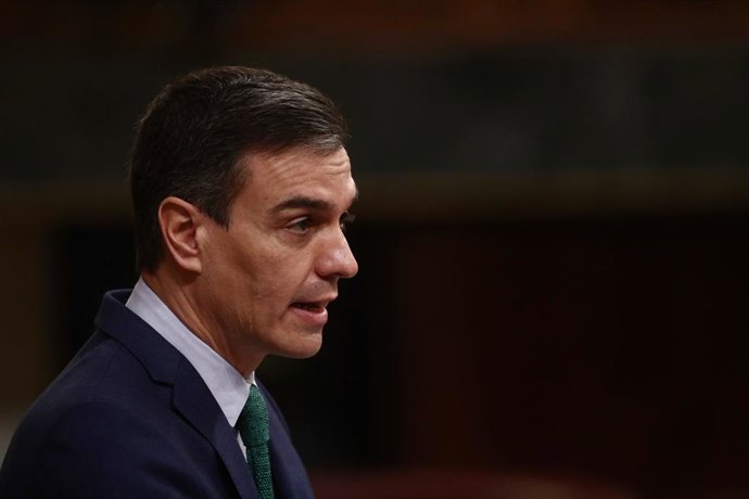 El presidente del Gobierno, Pedro Sánchez, interviene durante una sesión de Control al Gobierno en el Congreso de los Diputados, en Madrid, (España), a 24 de febrero de 2021. El pleno estará marcado por la intervención del presidente del Gobierno quien 