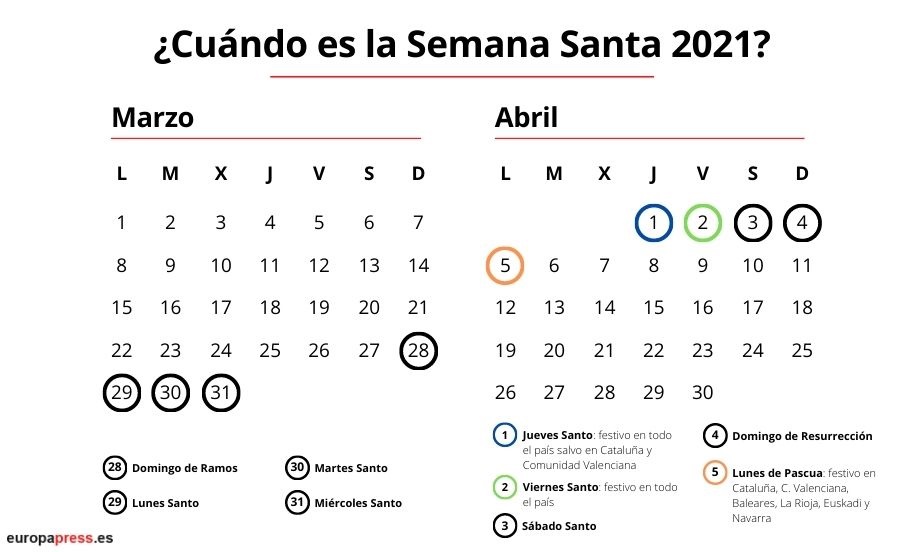 ¿Cuándo es la Semana Santa 2021? Estos son los días festivos