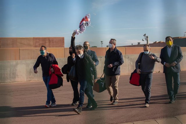 L'exconseller Josep Rull; l'expresident de l'ANC Jordi Sànchez; l'exconseller Raül Romeva; l'exconseller Quim Forn; el president d'Òmnium Cultural, Jordi Cuixart; l'exconseller Jordi Turull; el líder d'ERC Oriol Junqueras (Arxiu)