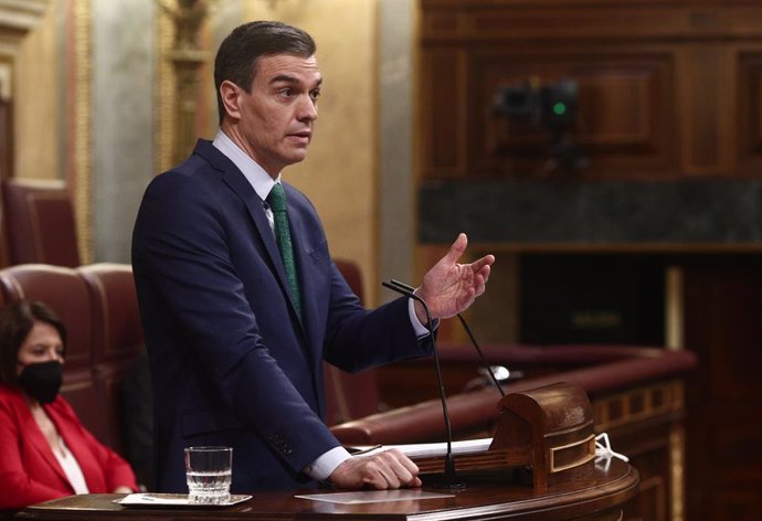 El president del Govern espanyol, Pedro Sánchez, en una sessió de control al Congrés dels Diputats. Madrid (Espanya), 24 de febrer del 2021