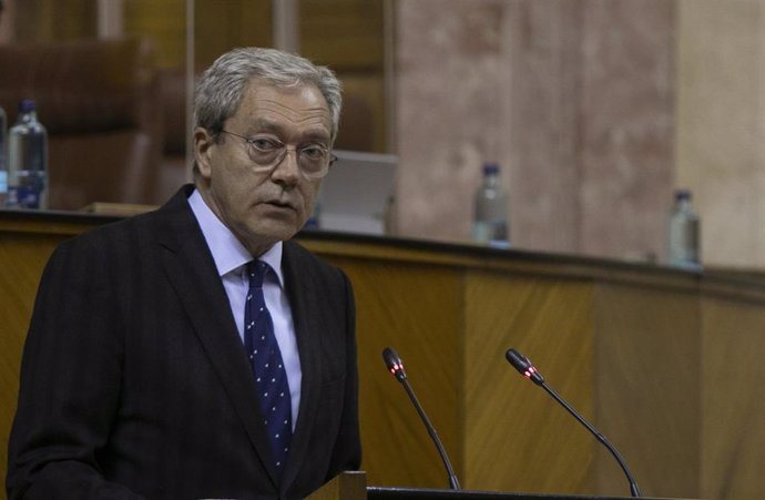 El consejero de Transformación Económica, Rogelio Velasco, este miércoles en el Pleno del Parlamento.