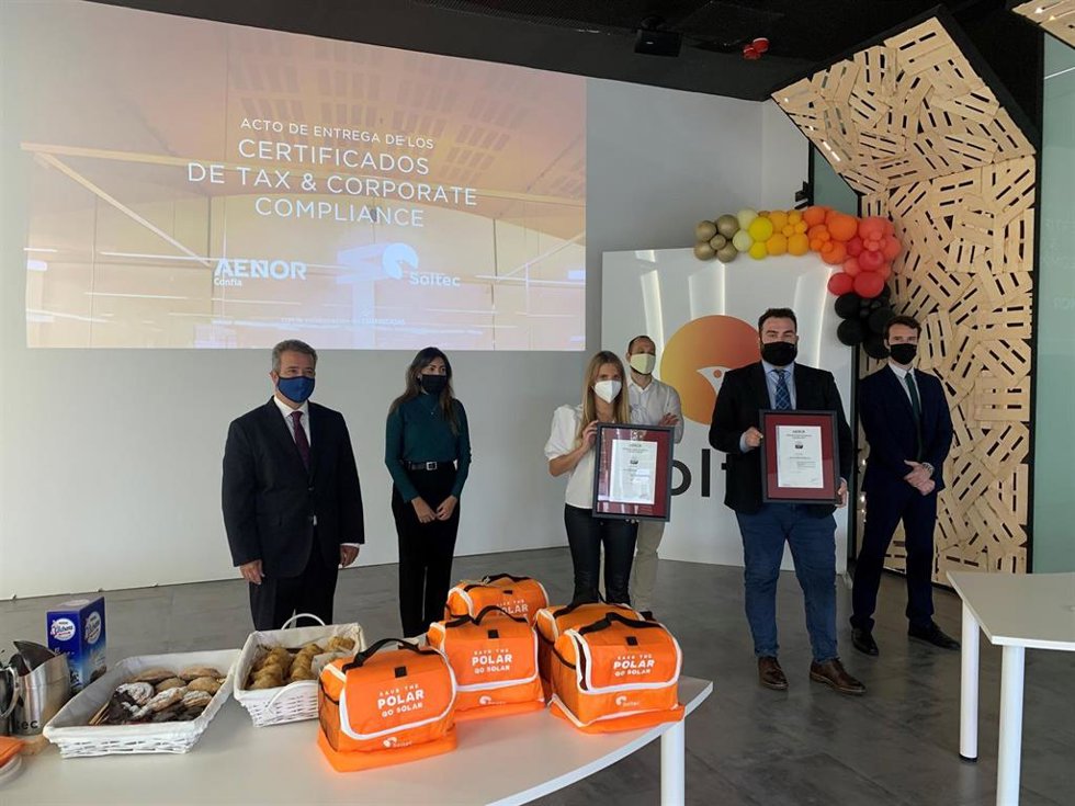 Archivo - Soltec recibe certificados de Aenor