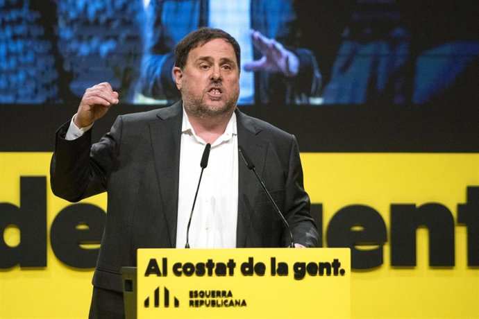 El líder de ERC, Oriol Junqueras durante un acto central de campaña electoral en Girona. Foto de archivo. 