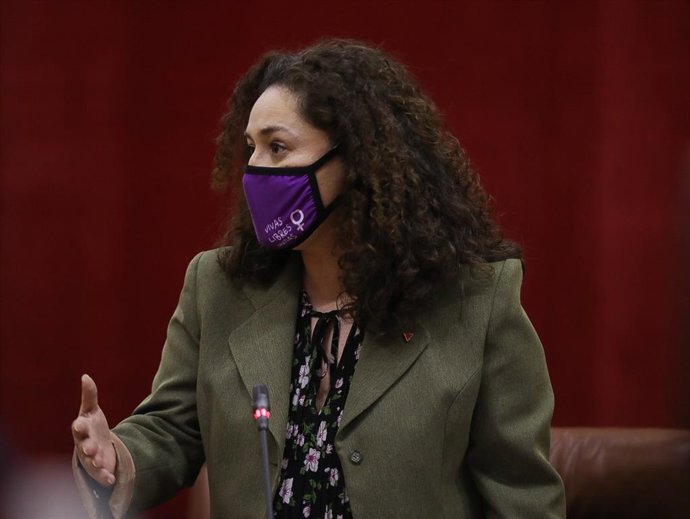La portavoz parlamentaria de Adelante Andalucía, Inmaculada Nieto, en el Pleno del Parlamento.