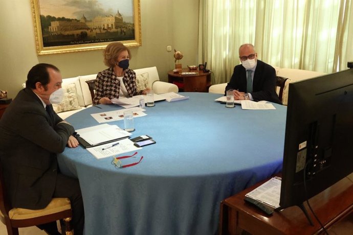 La Reina Sofía, durante la ratificación del acuerdo de colaboración firmado por ambas instituciones