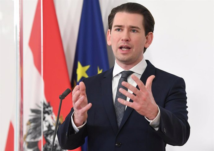 25 February 2021, Austria, Vienna: Austrian Chancellor Sebastian Kurz delivers a statement on the occasion of a special online EU leaders' summit. Photo: Helmut Fohringer/APA/dpa