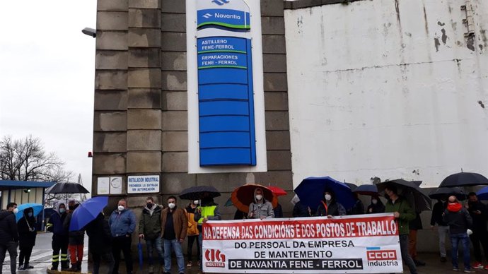 Concentración de los trabajadores de la UTE de mantenimiento de Navantia