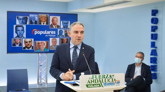 El presidente del PP de Málaga y candidato a revalidar el cargo, Elías Bendodo, en un acto
