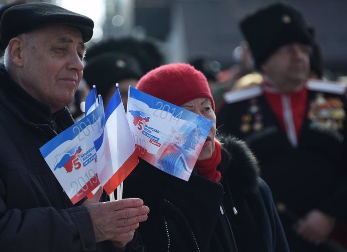Archivo - March 15, 2019 - Simferopol, Russia: Participants during the festive events dedicated to the fifth anniversary of the Crimean Spring and republican referendum on the reunification of Crimea with Russia. (Viktor Korotaev/Kommersant/Contacto)