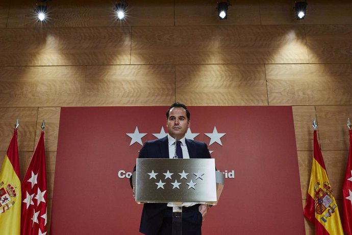 El vicepresidente de la Comunidad de Madrid, Ignacio Aguado, interviene durante la rueda de prensa posterior al Consejo de Gobierno de la Comunidad de Madrid celebrada en la Real Casa de Correos, Madrid, (España), a 24 de febrero de 2021. Durante la rue